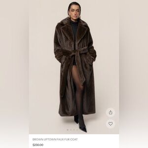 JLUXLABEL Elegant Dark brown uptown faux fur coat